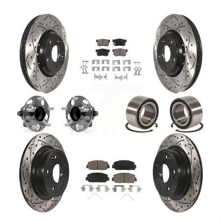 Front Rear Wheel Hub Bearings Assembly Coated Disc Brake Rotors And Ceramic Pads Kit (10Pc) For 2017-2018 Acura ILX KBB-117622 by Transit Auto
