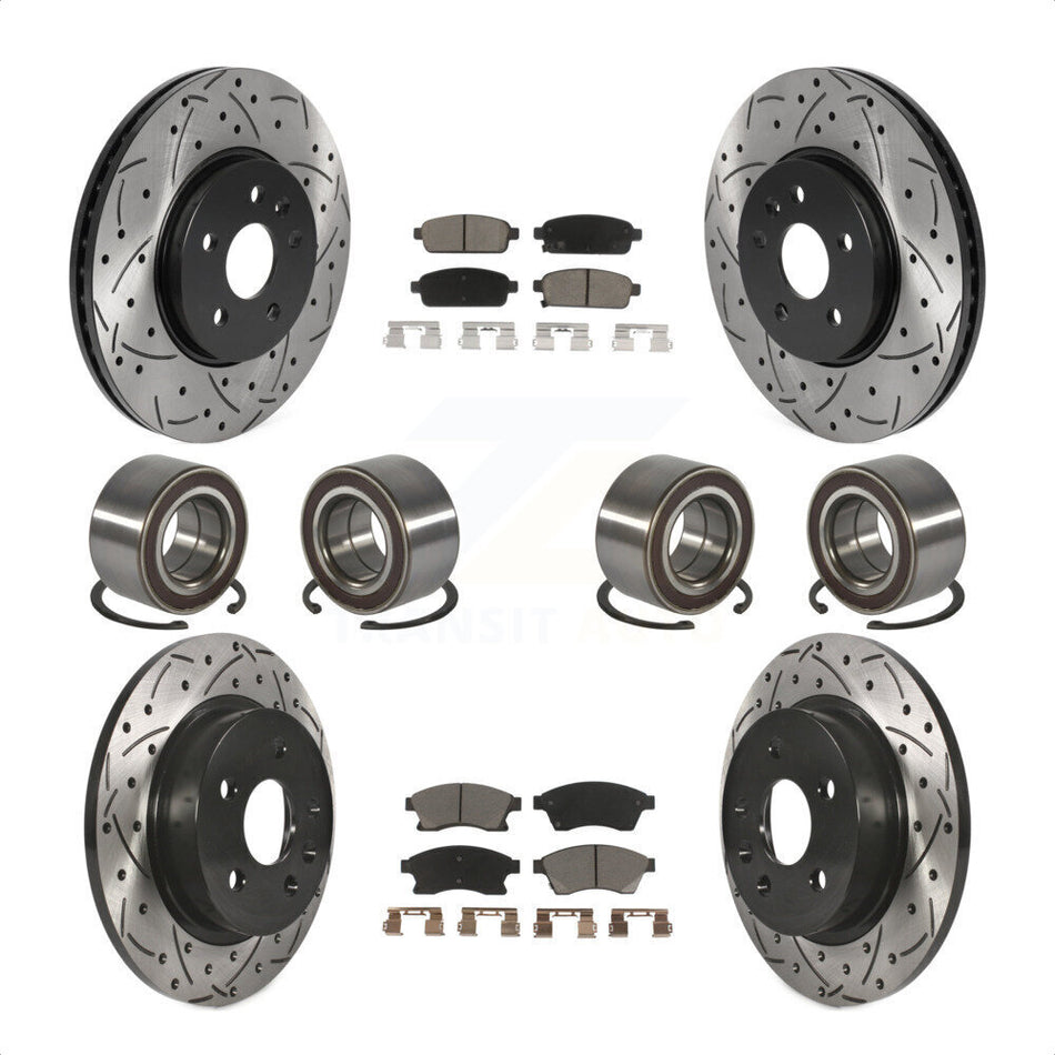 Front Rear Wheel Bearings Coated Disc Brake Rotors And Ceramic Pads Kit (10Pc) For 2013-2017 Buick Encore Chevrolet Trax AWD KBB-117771 by Transit Auto
