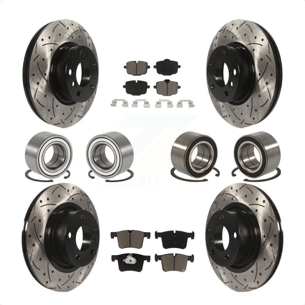 Front Rear Wheel Bearings Coated Disc Brake Rotors And Ceramic Pads Kit (10Pc) For 2012 BMW X3 From 10 11 KBB-117774 by Transit Auto