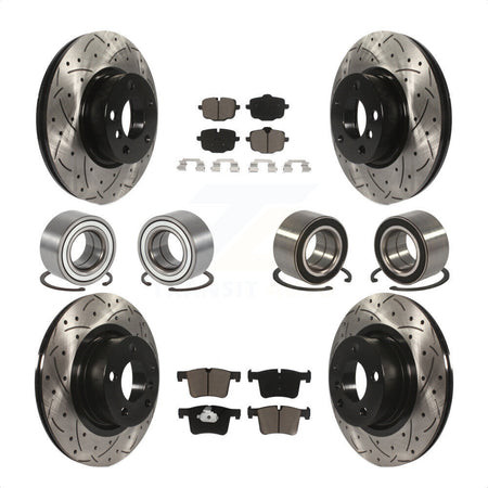 Front Rear Wheel Bearings Coated Disc Brake Rotors And Ceramic Pads Kit (10Pc) For 2012 BMW X3 From 10 11 KBB-117774 by Transit Auto
