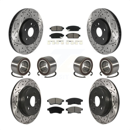 Front Rear Wheel Bearings Coated Disc Brake Rotors And Semi-Metallic Pads Kit (10Pc) For 2013-2017 Buick Encore Chevrolet Trax AWD KBB-117807 by Transit Auto
