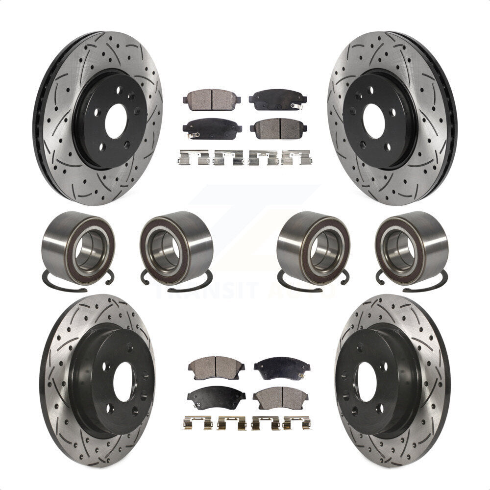 Front Rear Wheel Bearings Coated Disc Brake Rotors And Ceramic Pads Kit (10Pc) For 2013-2017 Buick Encore Chevrolet Trax AWD KBB-117816 by Transit Auto