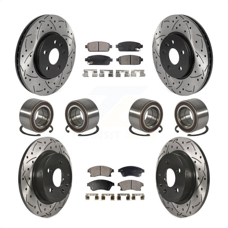 Front Rear Wheel Bearings Coated Disc Brake Rotors And Ceramic Pads Kit (10Pc) For 2013-2017 Buick Encore Chevrolet Trax AWD KBB-117816 by Transit Auto
