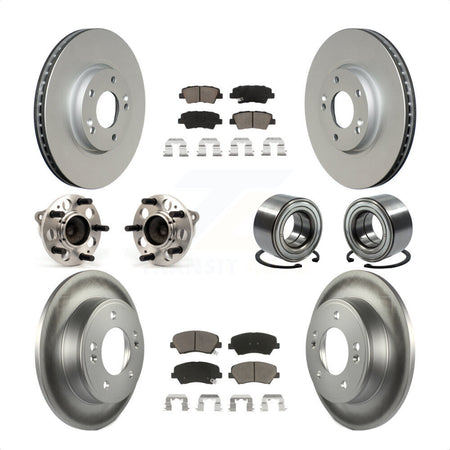 Front Rear Wheel Hub Bearings Assembly Coated Disc Brake Rotors And Ceramic Pads Kit (10Pc) For 2015 Hyundai Veloster Tech RE FLEX SE KBB-117851 by Transit Auto
