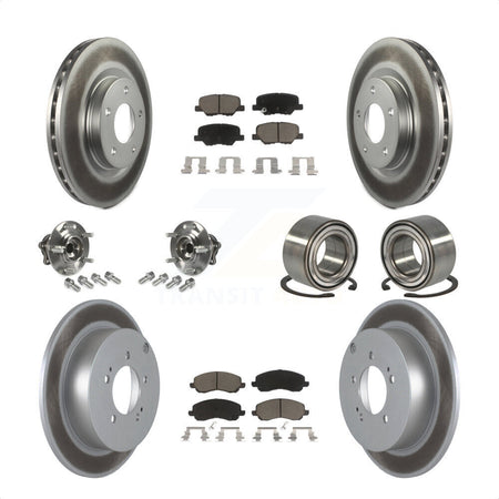 Front Rear Wheel Hub Bearings Assembly Coated Disc Brake Rotors And Ceramic Pads Kit (10Pc) For 2013 Mitsubishi Outlander AWD with 3.0L Without 7 Passenger Seating KBB-117884 by Transit Auto