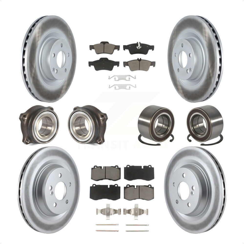 Front Rear Wheel Hub Bearings Assembly Coated Disc Brake Rotors And Ceramic Pads Kit (10Pc) For Mercedes-Benz S550 CL550 S350 KBB-117899 by Transit Auto
