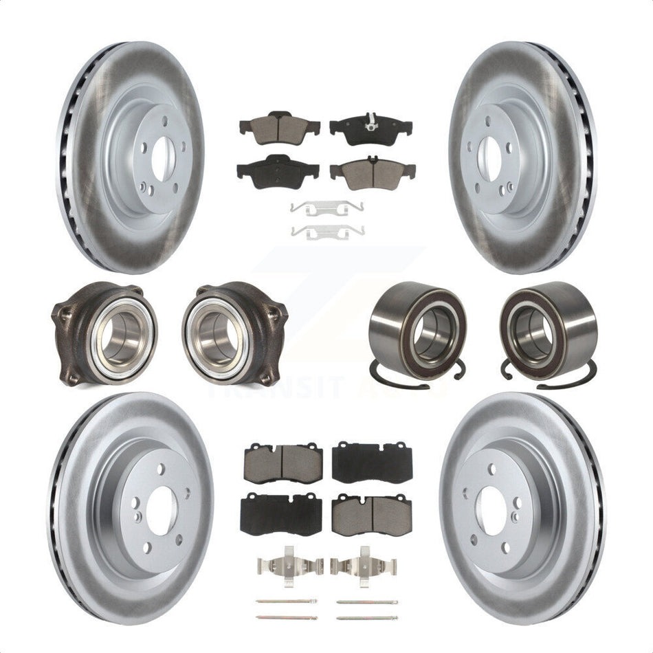 Front Rear Wheel Hub Bearings Assembly Coated Disc Brake Rotors And Ceramic Pads Kit (10Pc) For Mercedes-Benz S550 CL550 S350 KBB-117899 by Transit Auto