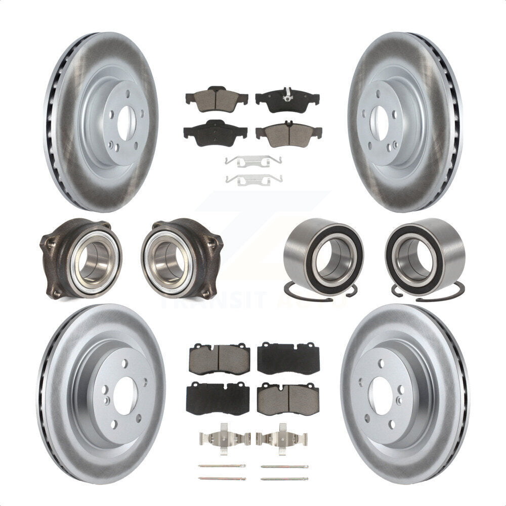Front Rear Wheel Hub Bearings Assembly Coated Disc Brake Rotors And Ceramic Pads Kit (10Pc) For 2009 Mercedes-Benz S450 Without Sport Package KBB-117901 by Transit Auto