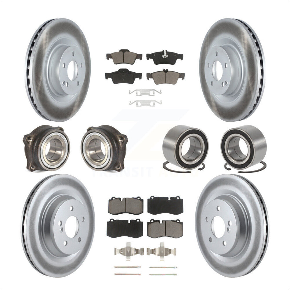 Front Rear Wheel Hub Bearings Assembly Coated Disc Brake Rotors And Ceramic Pads Kit (10Pc) For 2009 Mercedes-Benz S450 Without Sport Package KBB-117901 by Transit Auto