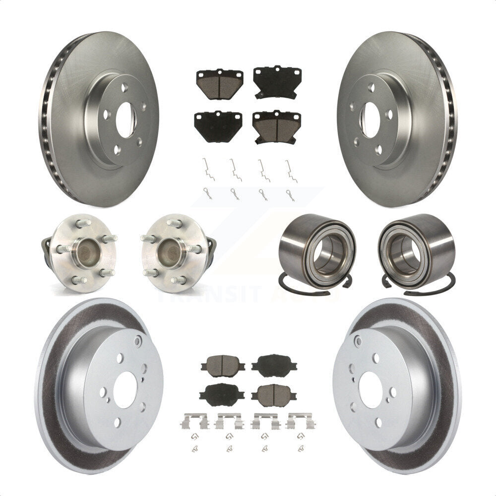 Front Rear Wheel Hub Bearings Assembly Coated Disc Brake Rotors And Ceramic Pads Kit (10Pc) For Toyota Celica KBB-117909 by Transit Auto