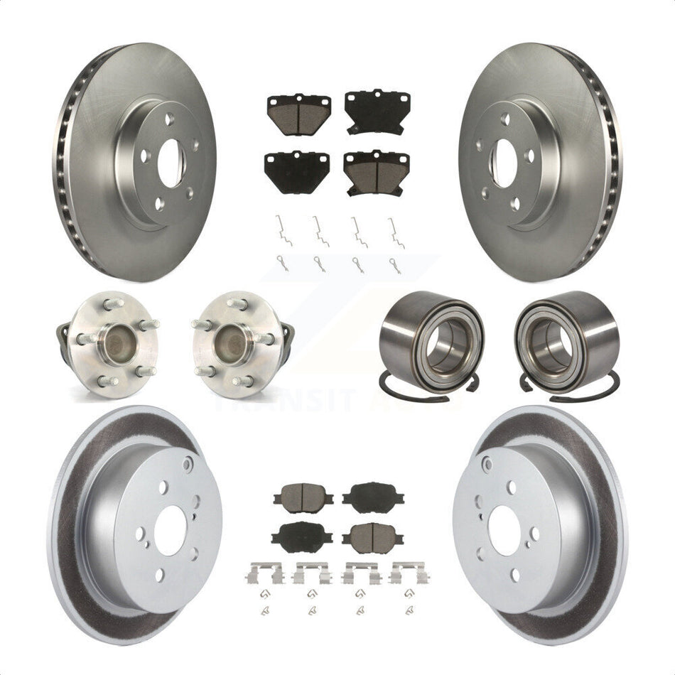 Front Rear Wheel Hub Bearings Assembly Coated Disc Brake Rotors And Ceramic Pads Kit (10Pc) For Toyota Celica KBB-117909 by Transit Auto