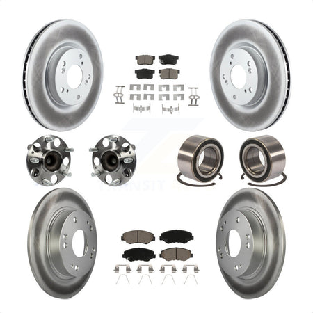 Front Rear Wheel Hub Bearings Assembly Coated Disc Brake Rotors And Ceramic Pads Kit (10Pc) For Honda Civic KBB-117938 by Transit Auto