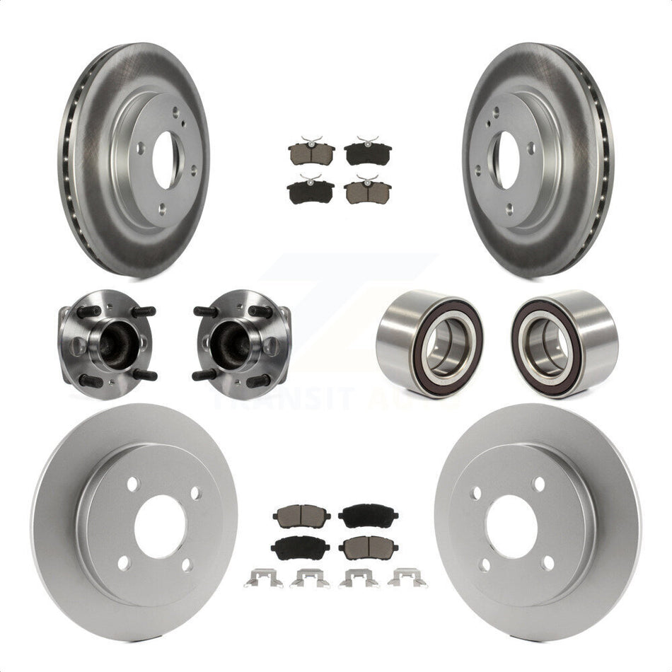 Front Rear Wheel Hub Bearings Assembly Coated Disc Brake Rotors And Ceramic Pads Kit (10Pc) For 2014-2018 Ford Fiesta S Titanium SE KBB-117969 by Transit Auto