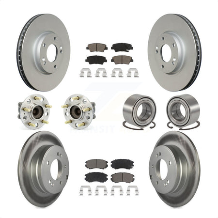 Front Rear Wheel Hub Bearings Assembly Coated Disc Brake Rotors And Ceramic Pads Kit (10Pc) For 2010 Hyundai Sonata 3.3L KBB-117988 by Transit Auto