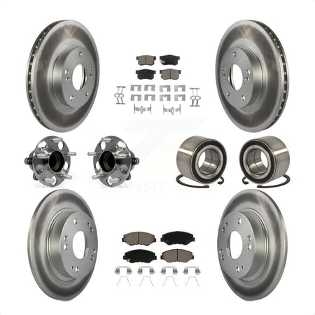 Front Rear Wheel Hub Bearings Assembly Coated Disc Brake Rotors And Ceramic Pads Kit (10Pc) For Honda Civic KBB-118006 by Transit Auto