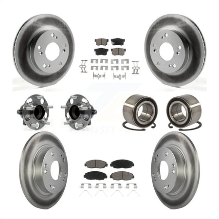 Front Rear Wheel Hub Bearings Assembly Coated Disc Brake Rotors And Ceramic Pads Kit (10Pc) For 2013-2014 Honda Civic LX with Manual transmission KBB-118007 by Transit Auto