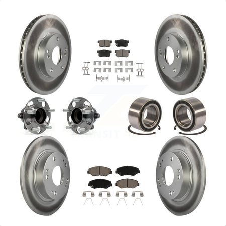 Front Rear Wheel Hub Bearings Assembly Coated Disc Brake Rotors And Ceramic Pads Kit (10Pc) For 2015 Acura ILX 2.0L KBB-118012 by Transit Auto