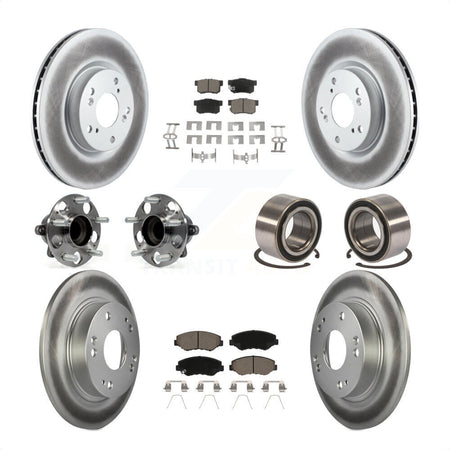Front Rear Wheel Hub Bearings Assembly Coated Disc Brake Rotors And Ceramic Pads Kit (10Pc) For 2013-2015 Acura ILX 2.4L KBB-118013 by Transit Auto