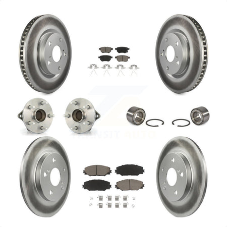 Front Rear Wheel Hub Bearings Assembly Coated Disc Brake Rotors And Ceramic Pads Kit (10Pc) For 2017-2018 Toyota Corolla iM KBB-118036 by Transit Auto
