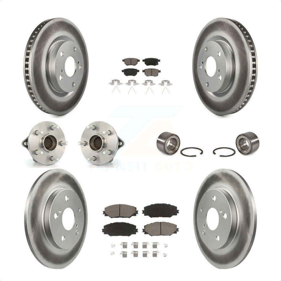 Front Rear Wheel Hub Bearings Assembly Coated Disc Brake Rotors And Ceramic Pads Kit (10Pc) For 2017-2018 Toyota Corolla iM KBB-118036 by Transit Auto