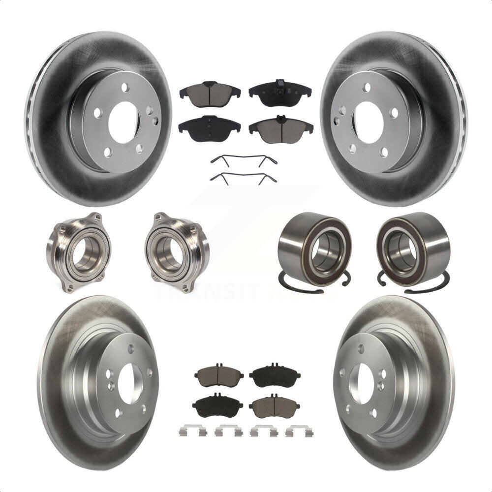 Front Rear Wheel Hub Bearings Assembly Coated Disc Brake Rotors And Ceramic Pads Kit (10Pc) For Mercedes-Benz C300 KBB-118048 by Transit Auto
