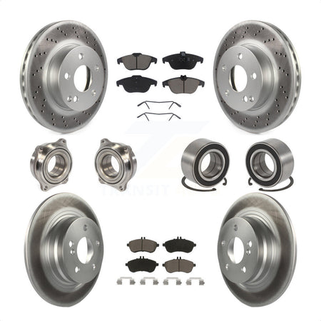 Front Rear Wheel Hub Bearings Assembly Coated Disc Brake Rotors And Ceramic Pads Kit (10Pc) For 2010-2010 Mercedes-Benz C300 C250 AWD KBB-118049 by Transit Auto
