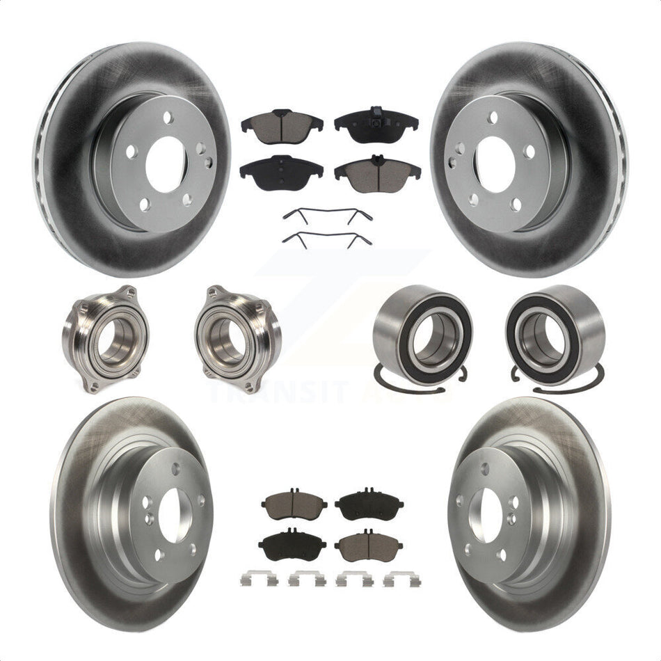 Front Rear Wheel Hub Bearings Assembly Coated Disc Brake Rotors And Ceramic Pads Kit (10Pc) For 2010-2010 Mercedes-Benz C300 C250 AWD KBB-118050 by Transit Auto