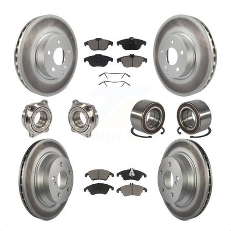 Front Rear Wheel Hub Bearings Assembly Coated Disc Brake Rotors And Ceramic Pads Kit (10Pc) For 2014 Mercedes-Benz E350 Convertible Coupe With 322mm Diameter Rotor KBB-118088 by Transit Auto