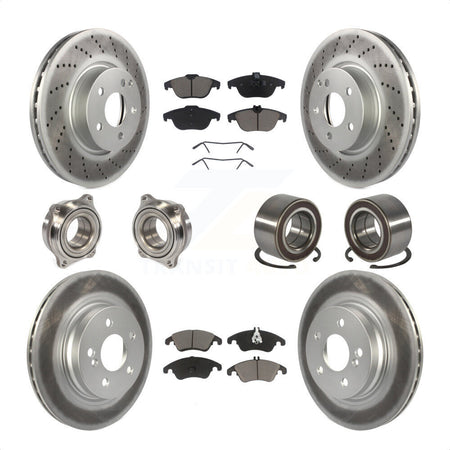 Front Rear Wheel Hub Bearings Assembly Coated Disc Brake Rotors And Ceramic Pads Kit (10Pc) For Mercedes-Benz C300 C350 KBB-118091 by Transit Auto