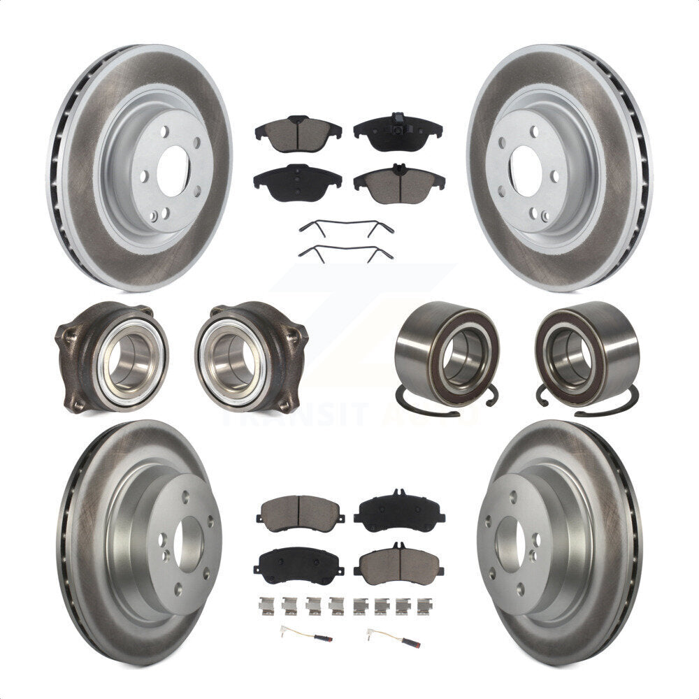 Front Rear Wheel Hub Bearings Assembly Coated Disc Brake Rotors And Ceramic Pads Kit (10Pc) For Mercedes-Benz GLK350 GLK250 KBB-118106 by Transit Auto