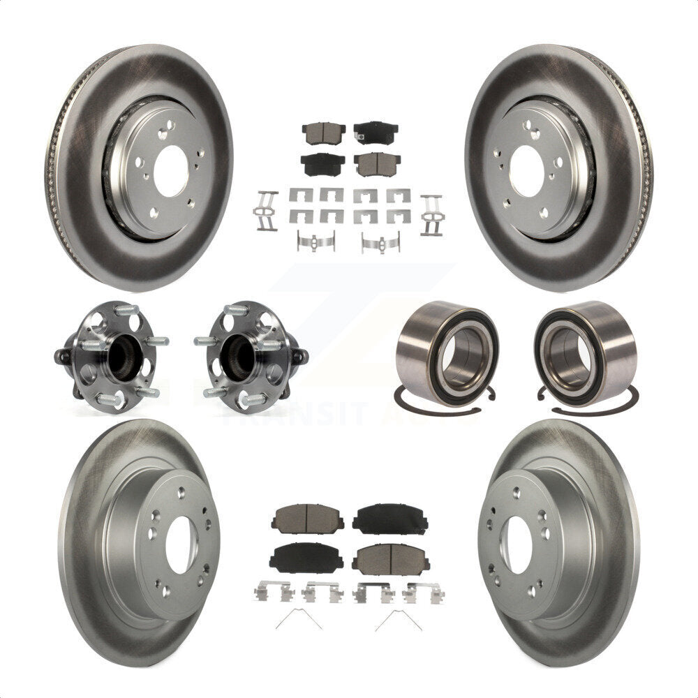 Front Rear Wheel Hub Bearings Assembly Coated Disc Brake Rotors And Ceramic Pads Kit (10Pc) For 2017-2018 Acura ILX KBB-118116 by Transit Auto