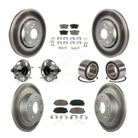 Front Rear Wheel Hub Bearings Assembly Coated Disc Brake Rotors And Ceramic Pads Kit (10Pc) For 2017-2018 Acura ILX KBB-118116 by Transit Auto