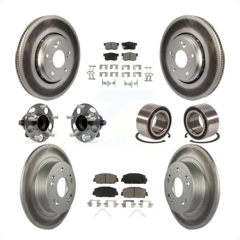 Front Rear Wheel Hub Bearings Assembly Coated Disc Brake Rotors And Ceramic Pads Kit (10Pc) For 2017-2018 Acura ILX KBB-118116 by Transit Auto