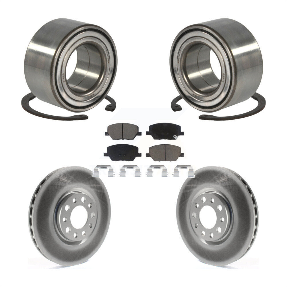 Front Wheel Bearing With Coated Disc Brake Rotors And Ceramic Pads Kit For 2018-2019 Jeep Compass KBB-118140 by Transit Auto