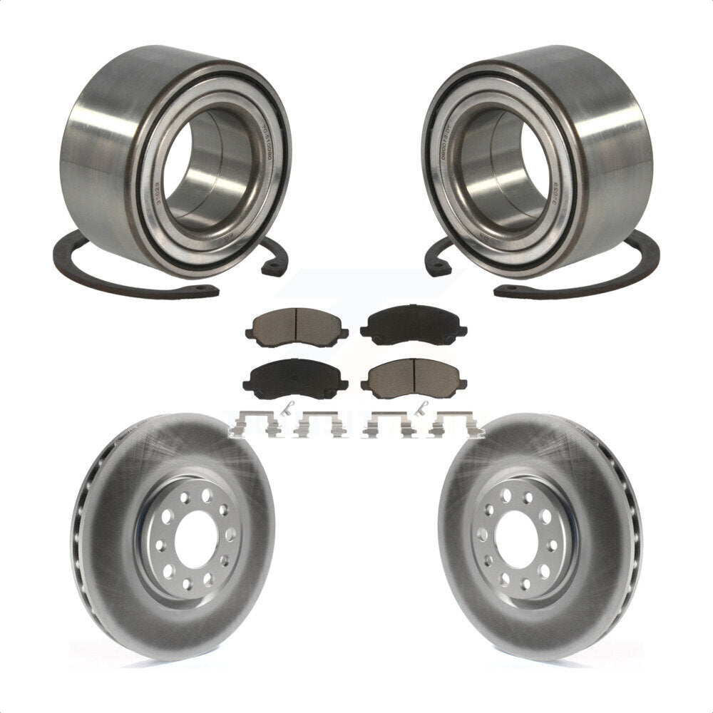 Front Wheel Bearing With Coated Disc Brake Rotors And Ceramic Pads Kit For 2017 Jeep Compass 305mm Diameter Rotor KBB-118178 by Transit Auto