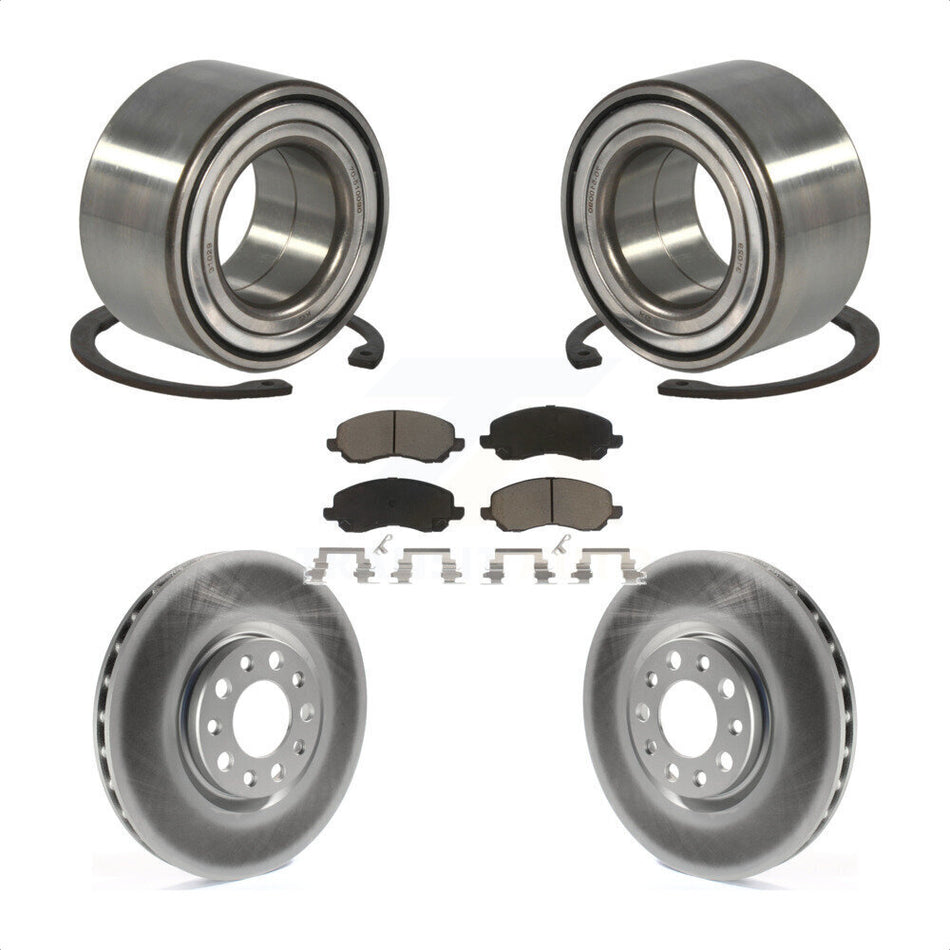Front Wheel Bearing With Coated Disc Brake Rotors And Ceramic Pads Kit For 2017 Jeep Compass 305mm Diameter Rotor KBB-118178 by Transit Auto