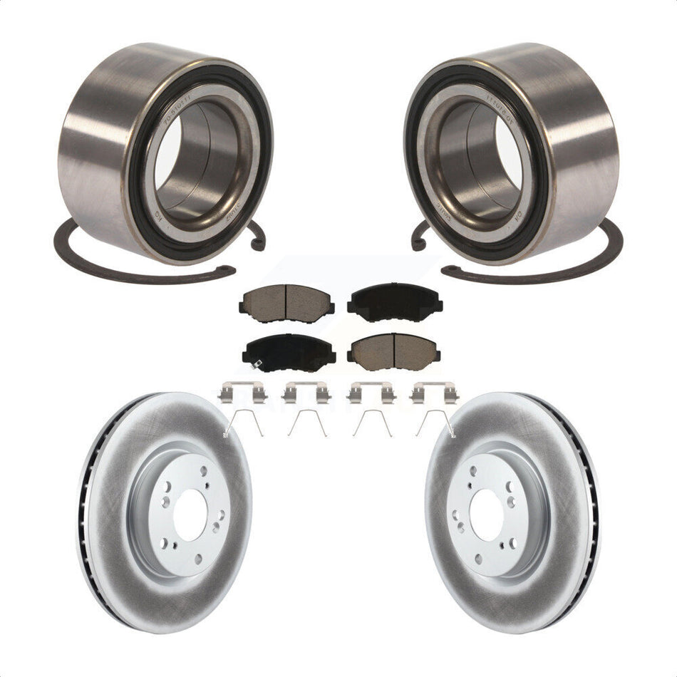 Front Wheel Bearing With Coated Disc Brake Rotors And Ceramic Pads Kit For Honda Civic Acura ILX KBB-118261 by Transit Auto