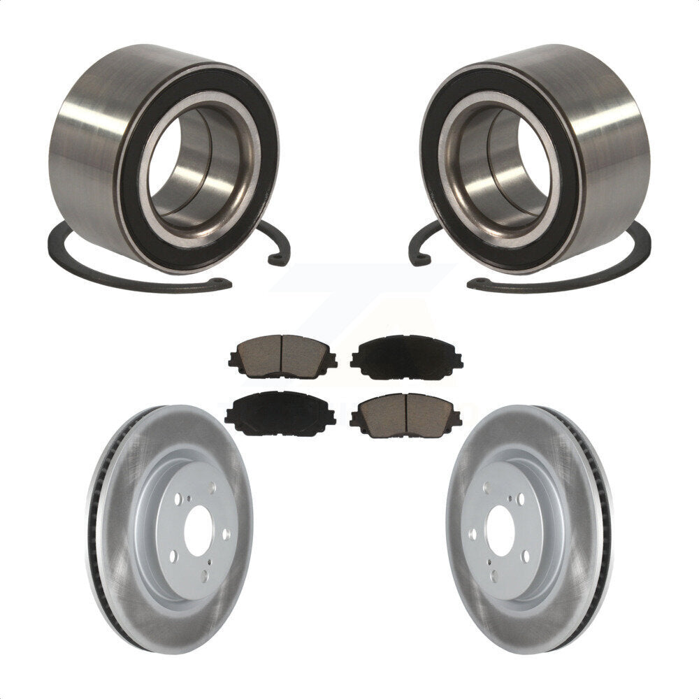 Front Wheel Bearing With Coated Disc Brake Rotors And Ceramic Pads Kit For 2018 Toyota Camry KBB-118287 by Transit Auto