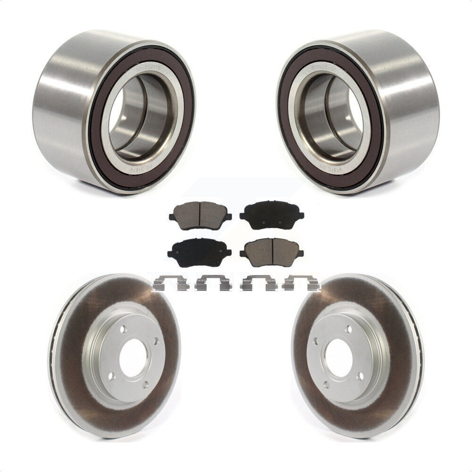 Front Wheel Bearing With Coated Disc Brake Rotors And Ceramic Pads Kit For 2014-2018 Ford Fiesta ST KBB-118300 by Transit Auto