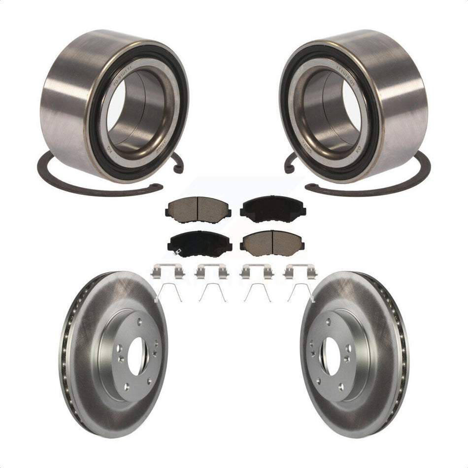Front Wheel Bearing With Coated Disc Brake Rotors And Ceramic Pads Kit For Honda Fit Acura ILX KBB-118317 by Transit Auto