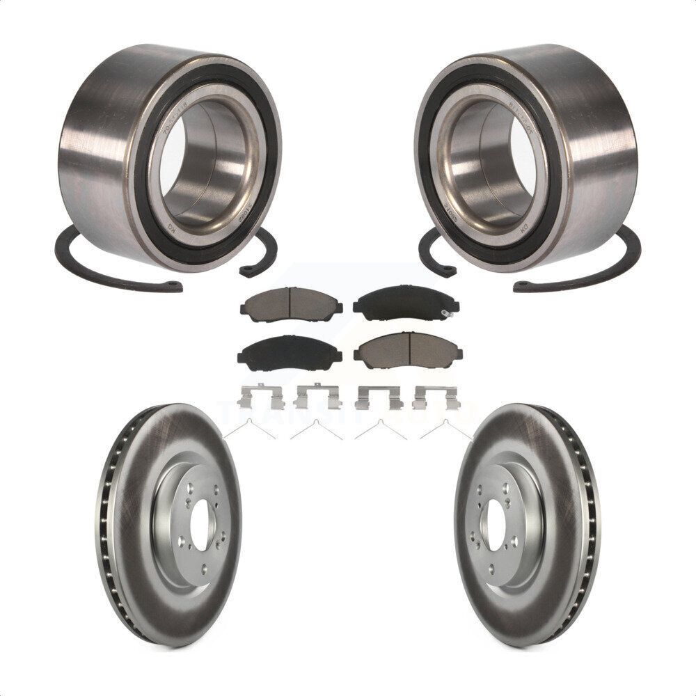 Front Wheel Bearing With Coated Disc Brake Rotors And Ceramic Pads Kit For 2016-2017 Acura RLX Sport Hybrid SH-AWD KBB-118373 by Transit Auto