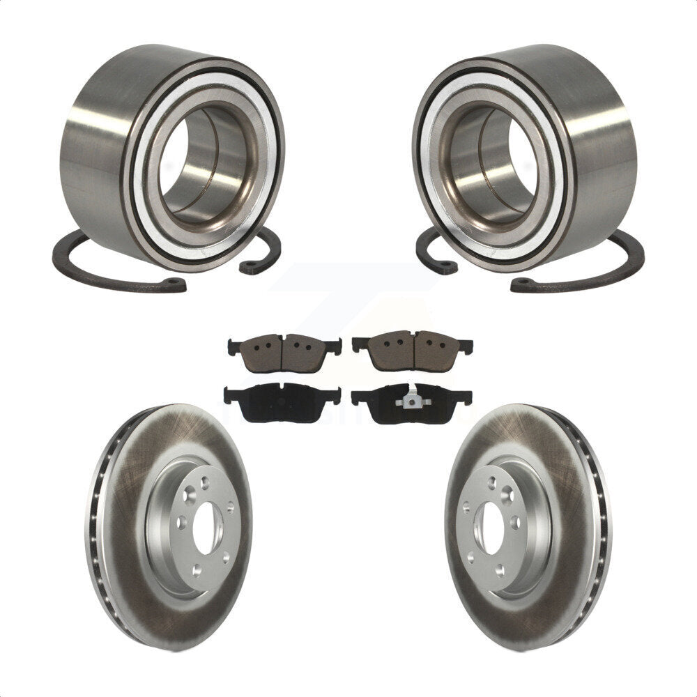 Front Wheel Bearing With Coated Disc Brake Rotors And Ceramic Pads Kit For 2016-2017 Land Rover Range Evoque 300mm Diameter Rotor KBB-118395 by Transit Auto