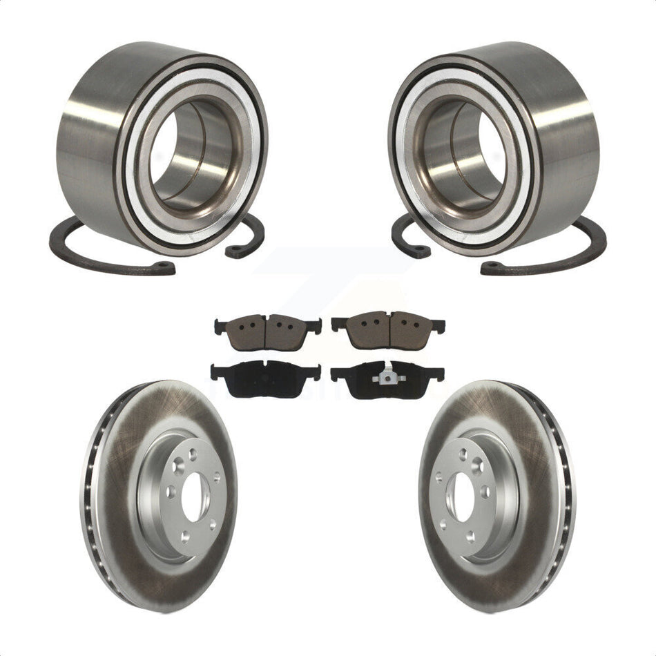 Front Wheel Bearing With Coated Disc Brake Rotors And Ceramic Pads Kit For 2016-2017 Land Rover Range Evoque 300mm Diameter Rotor KBB-118395 by Transit Auto