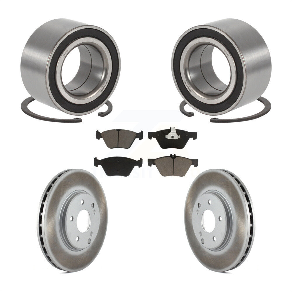 Front Wheel Bearing With Coated Disc Brake Rotors And Ceramic Pads Kit For 2003 Mercedes-Benz E320 4Matic with Wagon KBB-118402 by Transit Auto