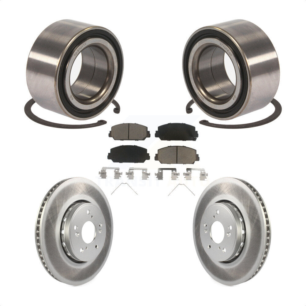 Front Wheel Bearing With Coated Disc Brake Rotors And Ceramic Pads Kit For 2016 Acura ILX KBB-118418 by Transit Auto