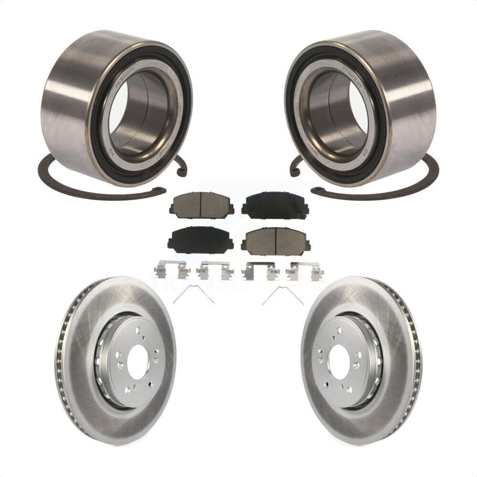 Front Wheel Bearing With Coated Disc Brake Rotors And Ceramic Pads Kit For 2016 Acura ILX KBB-118418 by Transit Auto