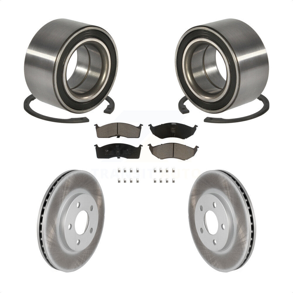 Front Wheel Bearing With Coated Disc Brake Rotors And Ceramic Pads Kit For Dodge Neon Chrysler SX 2.0 KBB-118422 by Transit Auto