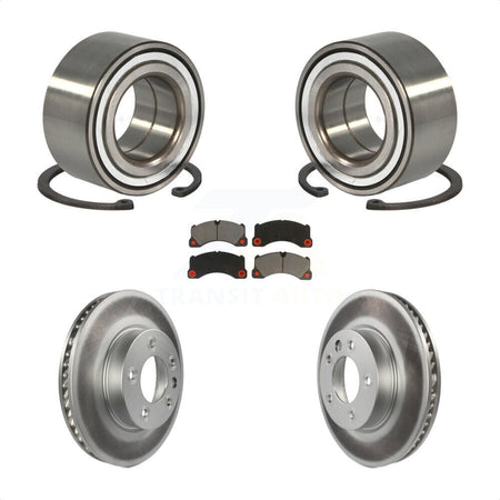 Front Wheel Bearing With Coated Disc Brake Rotors And Ceramic Pads Kit For 2016-2017 Volkswagen Touareg KBB-118431 by Transit Auto