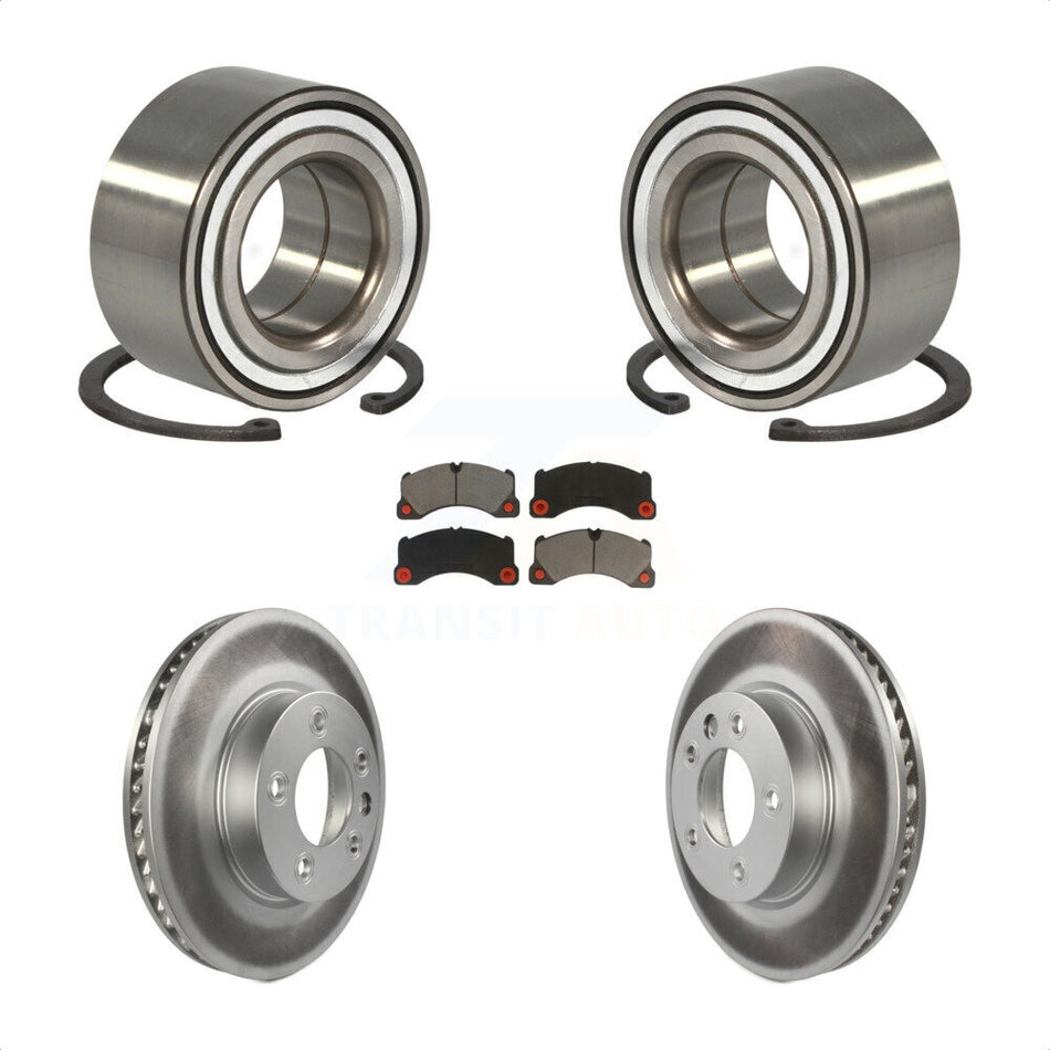 Front Wheel Bearing With Coated Disc Brake Rotors And Ceramic Pads Kit For 2016-2017 Volkswagen Touareg KBB-118431 by Transit Auto