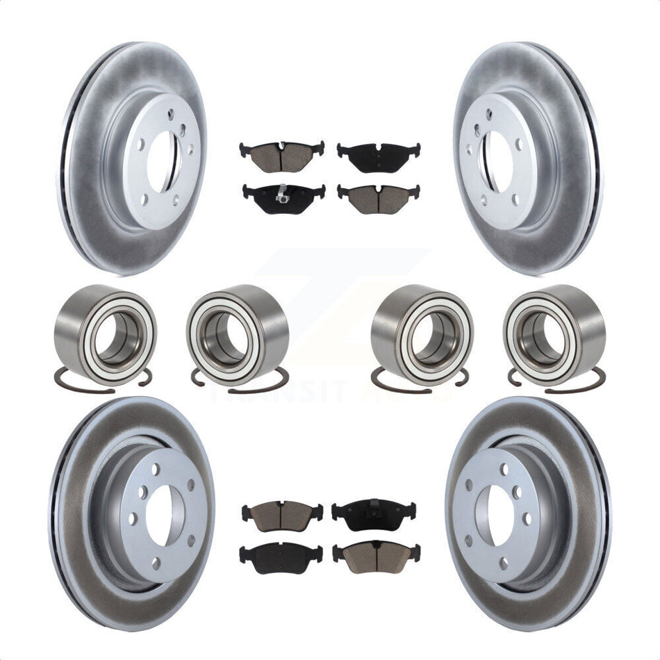 Front Rear Wheel Bearings Coated Disc Brake Rotors And Ceramic Pads Kit (10Pc) For 2001-2005 BMW 325i KBB-118436 by Transit Auto